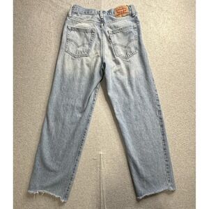 Levis 94 Baggy Jeans Womens 26 Blue Distressed Ripped High Rise Denim 155/66A